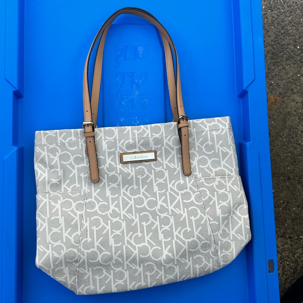 Calvin Klein saffiano leather tote purse